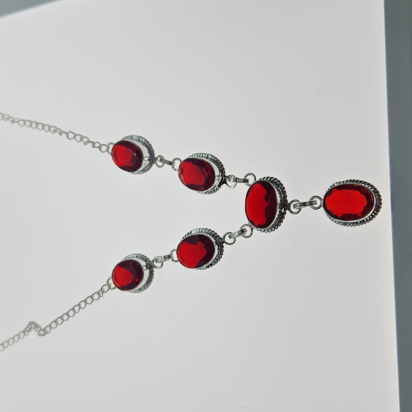 Jewelry - Nwot! Garnet sterling necklace handmade